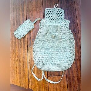 Woven backpack and pouch travel backpack boho beach bag vacation bag y2k bag